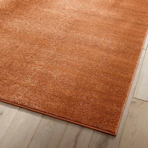 Kurzflor Teppich Designer | Flauschiger Flachflor fürs Wohnzimmer, Esszimmer, Schlafzimmer oder Kinderzimmer | Terra Kupfer